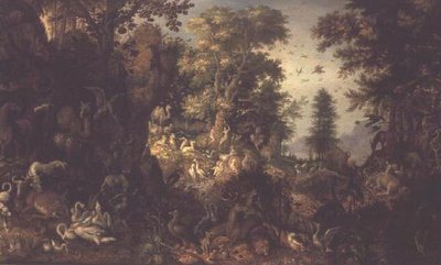 エデンの園のアダムとイブ 作： Roelandt Jacobsz. Savery