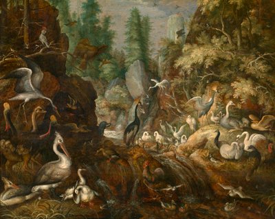 鳥の楽園（パネルに油彩） 作： Roelandt Jacobsz. Savery