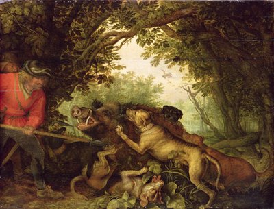 イノシシ狩り、1611 作： Roelandt Jacobsz. Savery