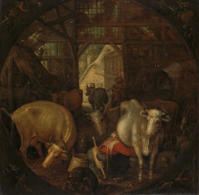 厩舎の牛、四隅の魔女 作： Roelandt Jacobsz. Savery