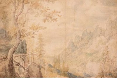 Pd.696-1963 「アルプスの風景」 1606-7年頃 （チョーク、水彩） 作： Roelandt Jacobsz. Savery