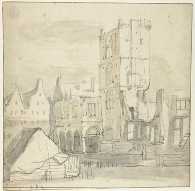 1652 年の火災後のアムステルダム旧市庁舎の廃墟 作： Roelant Roghman (attributed to)