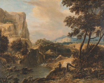 漁師と山岳風景 作： Roelant Roghman