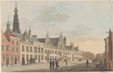 ライデンのブレストラート、1825年頃 Breestraat と Leyden の市庁舎の眺め / Vue Sur la rue dite Breestraat et l