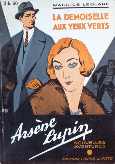 モーリス・ルブラン（1864-1941）作「アルセーヌ・ルパンの新しい冒険」より「緑の瞳の少女」表紙 作： Roger Broders