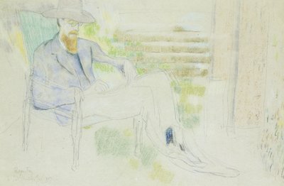 リットン・ストレイチーが庭で書いている、 作： Roger Eliot Fry