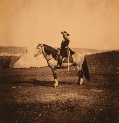 フランス軍のピエール・ボスケ将軍、馬に座る肖像、クリミア戦争、クリミア、ウクライナ 作： Roger Fenton