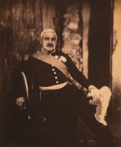 フランス軍元帥Aimable-Jean-Jacques Pelissier、制服を着た着座像、クリミア戦争、クリミア、ウクライナ 作： Roger Fenton