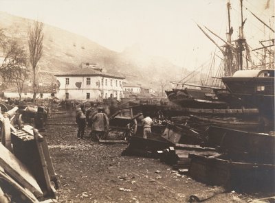 ランディング プレイス、オードナンス ワーフ、バラクラバ、1855 年。 作： Roger Fenton