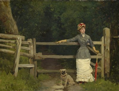 門の女と犬、1875年頃-80 作： Roger Joseph Jourdain