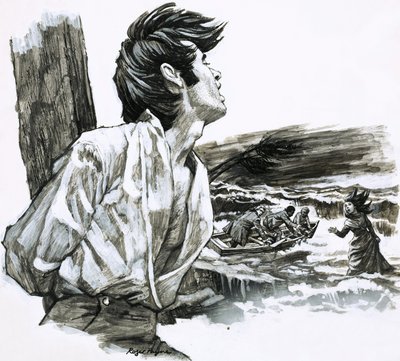 クリスマス・ケイの梁にくくりつけられたロジャー・クイン 作： Roger Payne