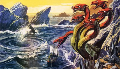オリセウスの船を襲うスキュラ 作： Roger Payne
