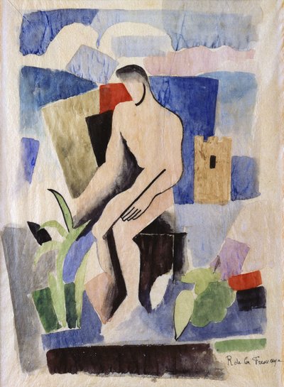 田舎の男、パルデスの勉強。風景の中の男、1920年頃のパルドの研究 作： Roger de La Fresnaye