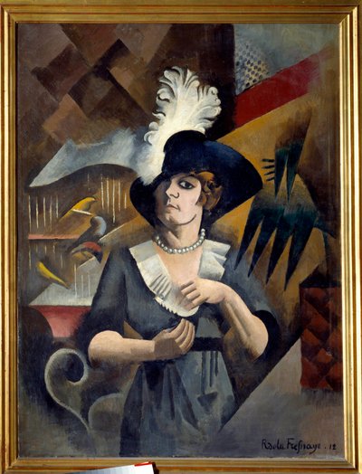大きな帽子をかぶったアリスの肖像。ロジェ・ドゥ・ラ・フレズネイ（1885～1925）の絵画 作： Roger de La Fresnaye