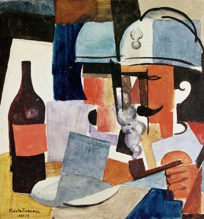 パイプとボトルを持つ兵士 作： Roger de La Fresnaye
