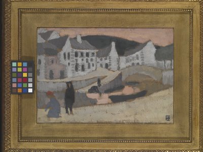 運河、ブルターニュの風景 (メゾナイトに取り付けられた圧縮ファイバーボードに油彩) 作： Roger de La Fresnaye