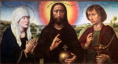 聖母と聖ヨハネに挟まれた贖罪のキリスト（トリプティック・ブラック）1450年頃（木に油彩 作： Rogier van der Weyden