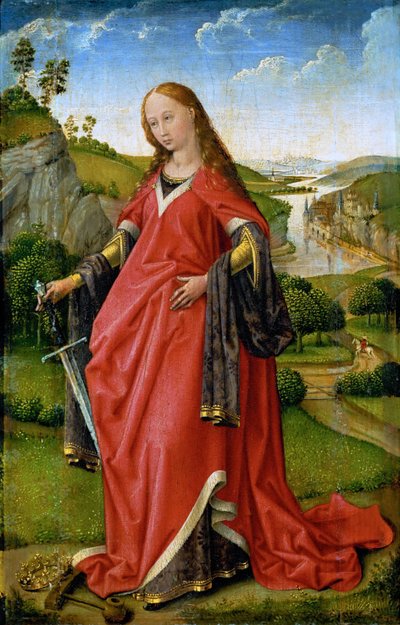 聖カタリナ - ロジェ・ファン・デル・ウェイデン（1399年頃～1464年頃）。木に油彩、1430年頃か1451年頃。寸法：18.5x11.8cm。美術史博物館（ウィーン 作： Rogier van der Weyden