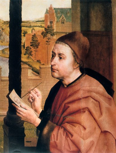聖ルカが聖母を描く、詳細、15世紀。 作： Rogier van der Weyden