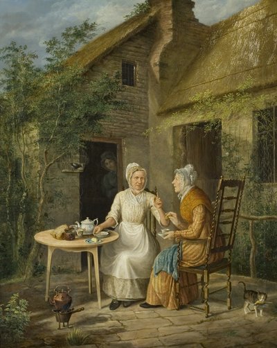 村のゴシップ、1828年頃（キャンバスに油彩） 作： Rolinda Sharples