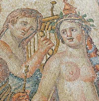 ケンタウロスはマエナードを魅了し、ディオニソスの凱旋行列、アイオンの家、パフォス、キプロス（モザイク）の詳細 作： Roman