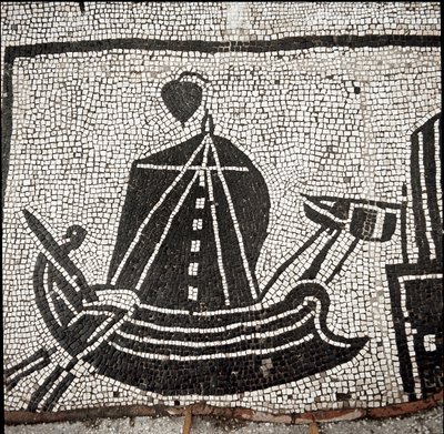 オスティアの港に停泊する船（モザイク画 作： Roman