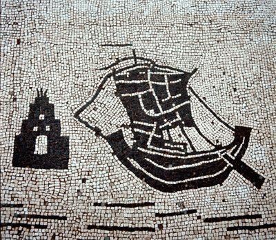 オスティアの港に停泊する船（モザイク画 作： Roman