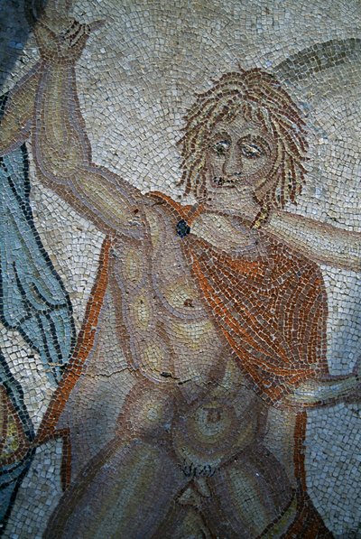 ニンフによるハイラスの誘拐、ローマ都市ヴォルビリスのヴィーナスの家のモザイク画（ユネスコ世界遺産登録 作： Roman
