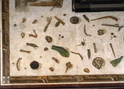 「アサロトス（床） ローマのハラクライトンのサイン入りモザイクの断片 紀元後2世紀、ローマ 作： Roman