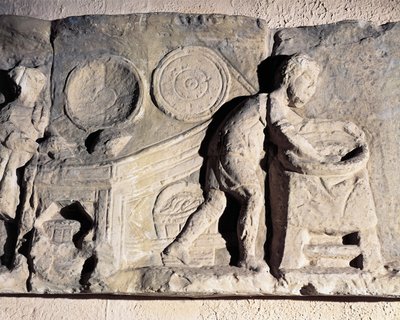 パン作りを描いたバスレリーフ ローマ時代、紀元後2～3世紀 作： Roman