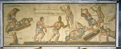 剣闘士の間の戦い、西暦320年（モザイク） 作： Roman