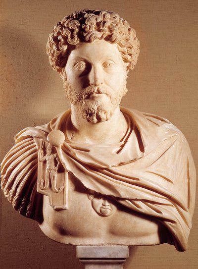 ローマ皇帝マルク・オーレル（AD121-180）の胸像、パリ、ルーヴル美術館 作： Roman