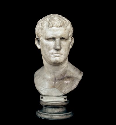 マルクス・ヴィプサニウス・アグリッパの胸像 (大理石彫刻) 作： Roman