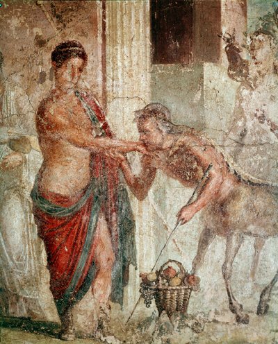 ペロプスとヒポダミアの結婚式のケンタウロス（フレスコ画 作： Roman