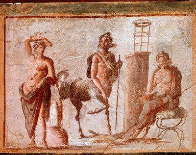 アポロンとアスクレピウスを連れたケンタウロス（フレスコ画 作： Roman