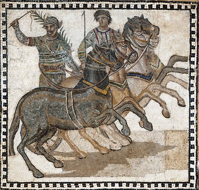古代ローマのサーカス風景モザイク、3世紀 作： Roman