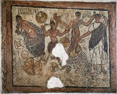 ディオニュソスとアリアドネ - モザイク、4世紀 作： Roman