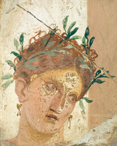 若い女の子の顔、カンパニア州ヘルクラネウム出土。ローマ文明、紀元前20～10年。 作： Roman