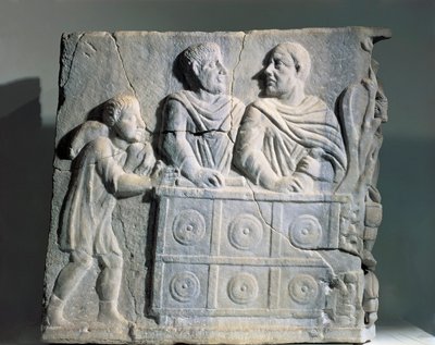 両替人を描いた石棺の断片（ローマ、ヴィアーレ・デル・レより 作： Roman