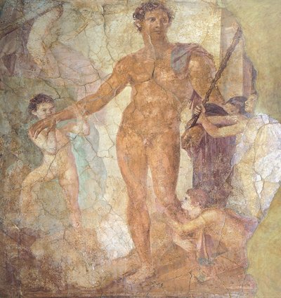 テセウスの解放者を描いたフレスコ画 (フレスコ画) 作： Roman