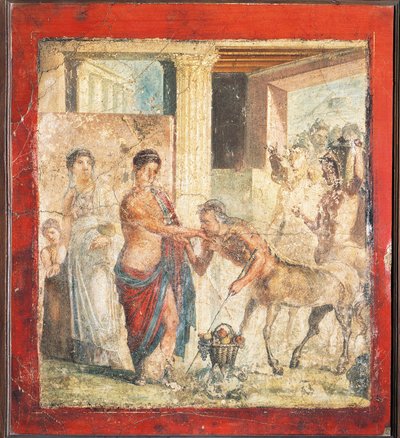 ピリトウスとヒポダミアの結婚式のケンタウロスを描いたイタリア・ポンペイのフレスコ画 作： Roman