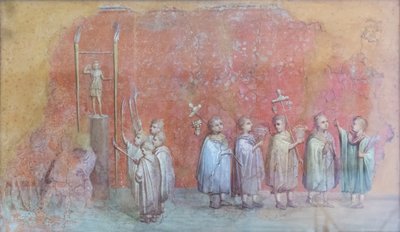 Kalenterin freskofragmentti, joka kuvaa lapsia kulkueessa, mahdollisesti keisari Severuksen syntymäpäiviä ja edustaa huhtikuuta, 300 jKr. (fresko) 作： Roman