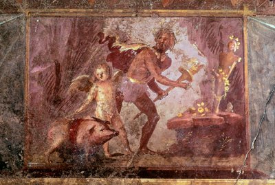 ポンペイの「神秘のヴィラ」のフレスコ画 作： Roman
