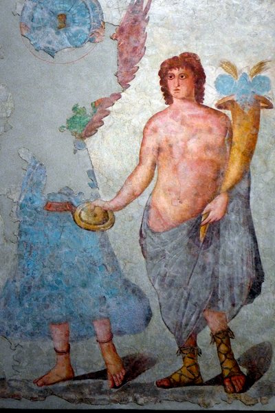豊穣の角を持った魔神。 2世紀後半から3世紀前半（フレスコ画） 作： Roman