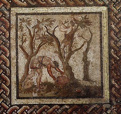 サン・ロマン・アン・ガル産ブドウの収穫（モザイク） 作： Roman
