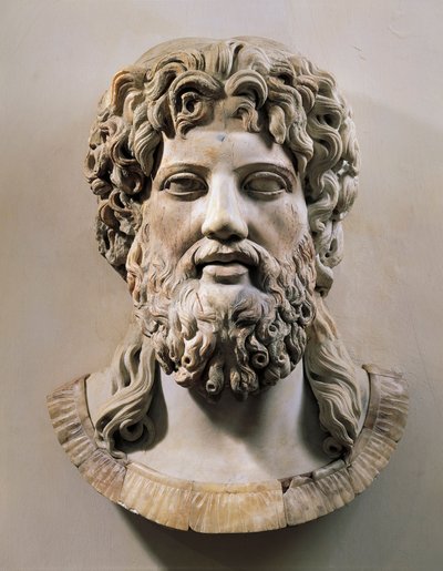 アスクレピオスまたはゼウスの頭部（大理石 作： Roman
