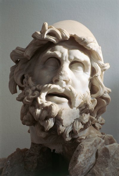 ユリシーズ（オデュッセウス）の頭部、ローディア派のヘレニズム彫刻の後にローマ時代に複製されたもの、ポリュペムスの瞠目のための彫像群、大理石製 作： Roman