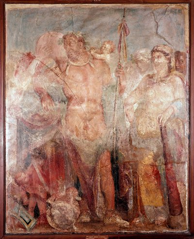 女王オムファレのヘラクレスの奴隷（フレスコ画、紀元54-79年 作： Roman