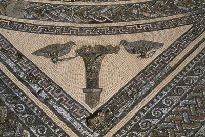 オルフェウスの家、野生動物に囲まれたオルフェウス、詳細（モザイク） 作： Roman