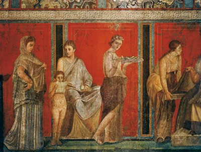 ディオニュソス教団の入信儀式、ヴィラ・デイ・ミステリのフレスコ画 作： Roman
